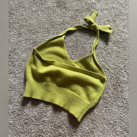 Green knit 70s style halter crop top - Picture 4 of 4